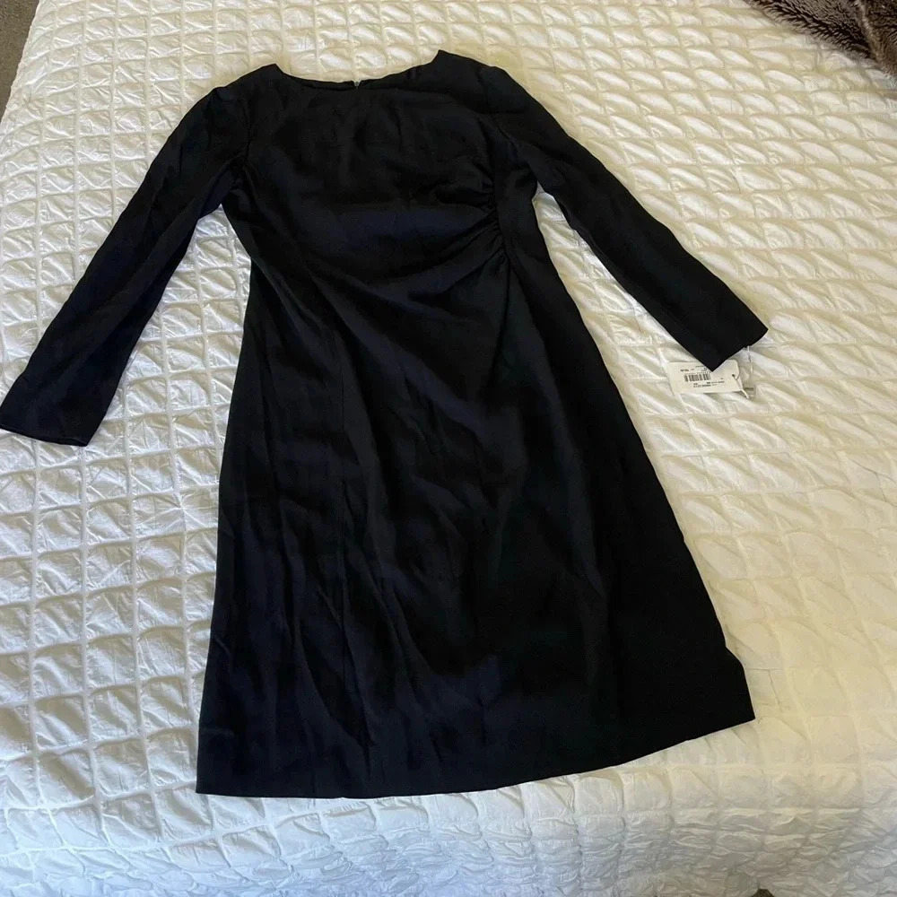 Armani Collezioni black cinched waist midi dress